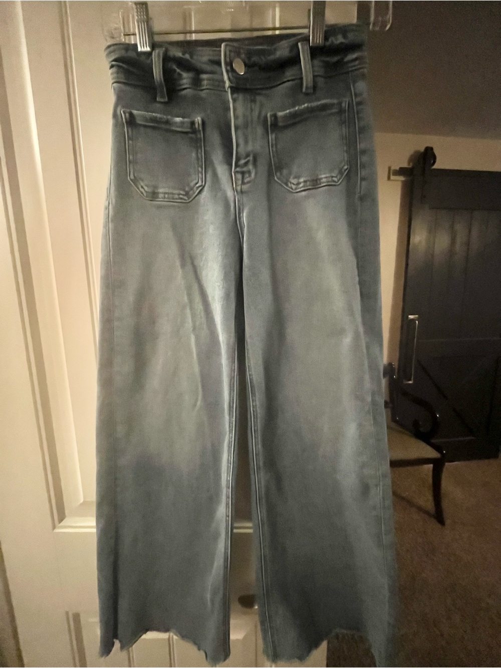 Wide-Leg High-Rise Jeans in Faded Blue, waist 24
